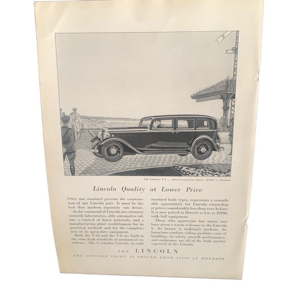 Vintage 1932 Lincoln Quality at a Lower Price Ad Advertisement